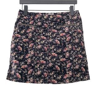 Mossimo Supply Co black floral corduroy mini skirt, women's 2